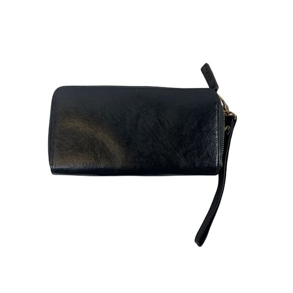 Joe's Jeans Zip Around Wallet Clutch Black Embossed - Picture 2 of 5